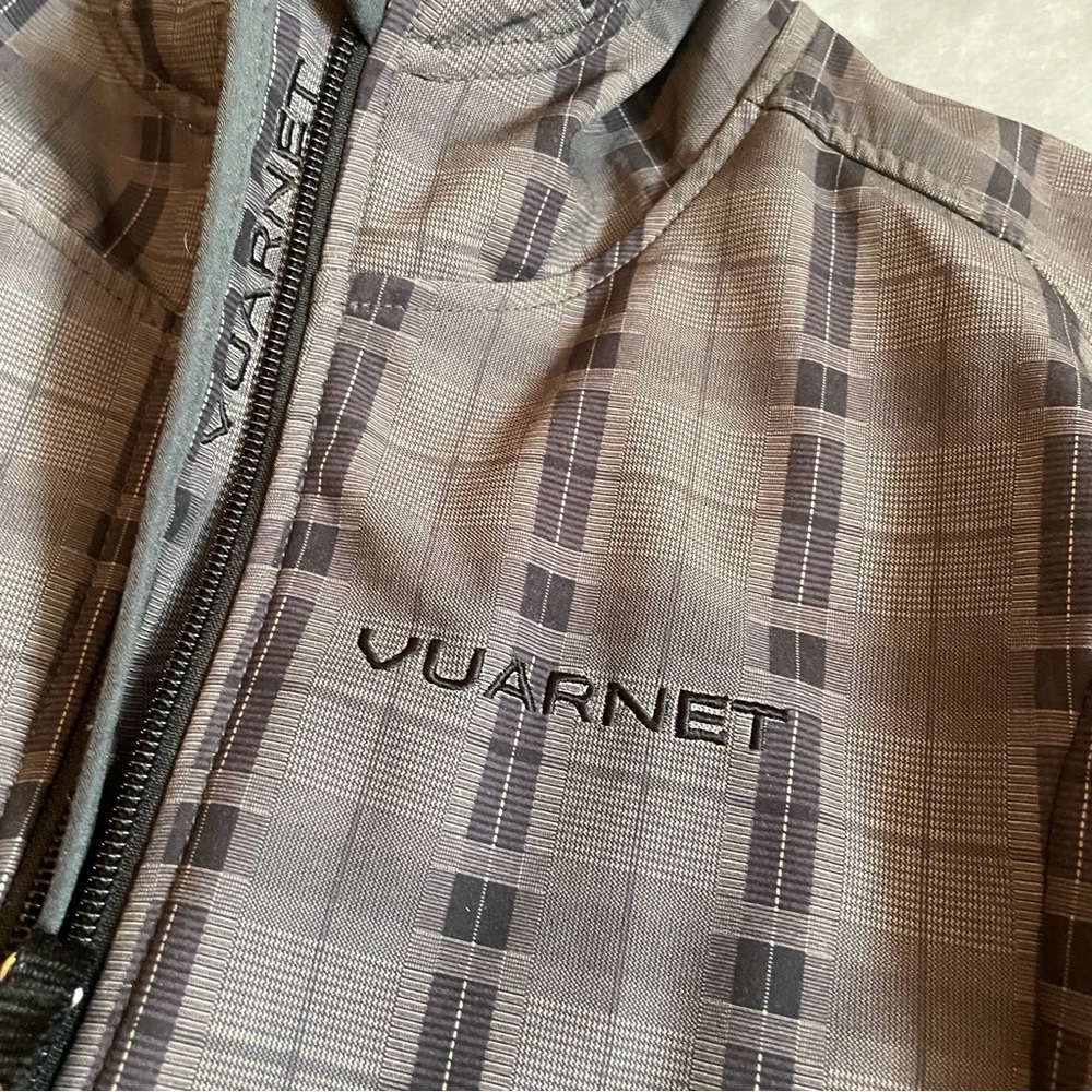 Vuarnet Women Sz 14 Gray Plaid Fleece Lined Booded Zip Up Coat - Picture 3 of 7